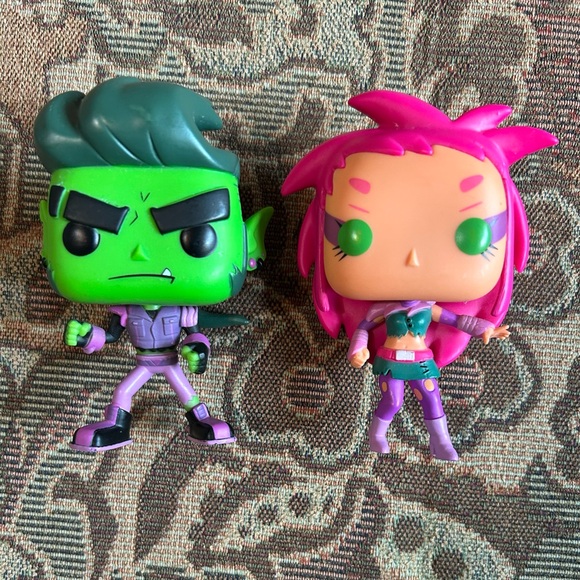 2 Funko Pop! Teen Titans Go! #604 Beast Boy & #607 Starfire No Boxes. - Picture 1 of 13